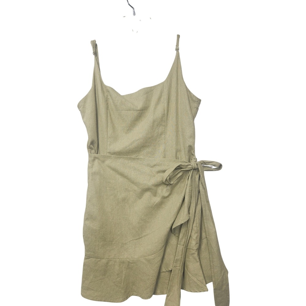 Princess Polly Sage Green Ruffle Wrap Mini Dress Adjustable Straps Size US 10